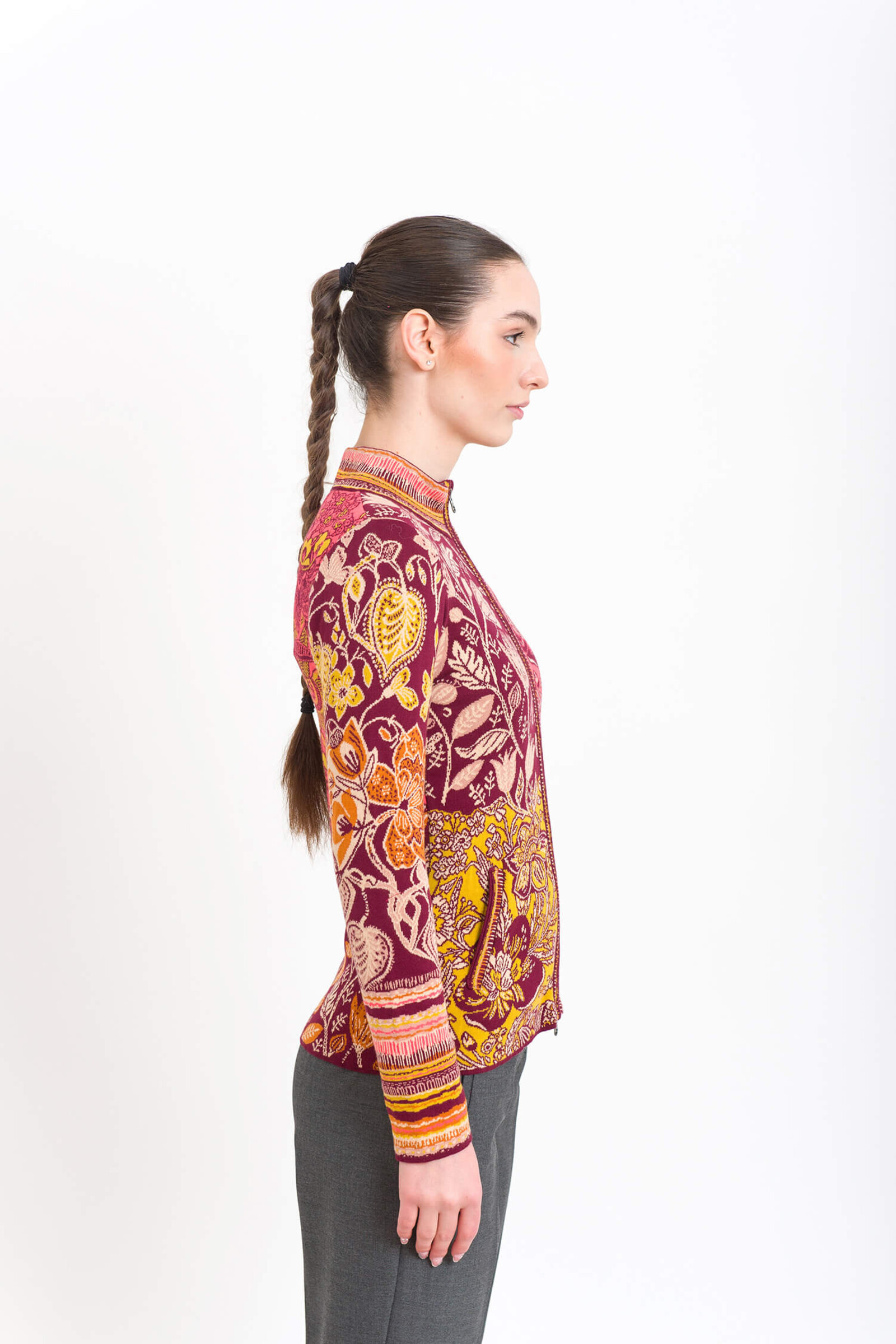 KOOI Knitwear KOOI Knitwear - Cardigan Nia Burgundy | Gilet KOOI Artistique en 100% Coton Biologique