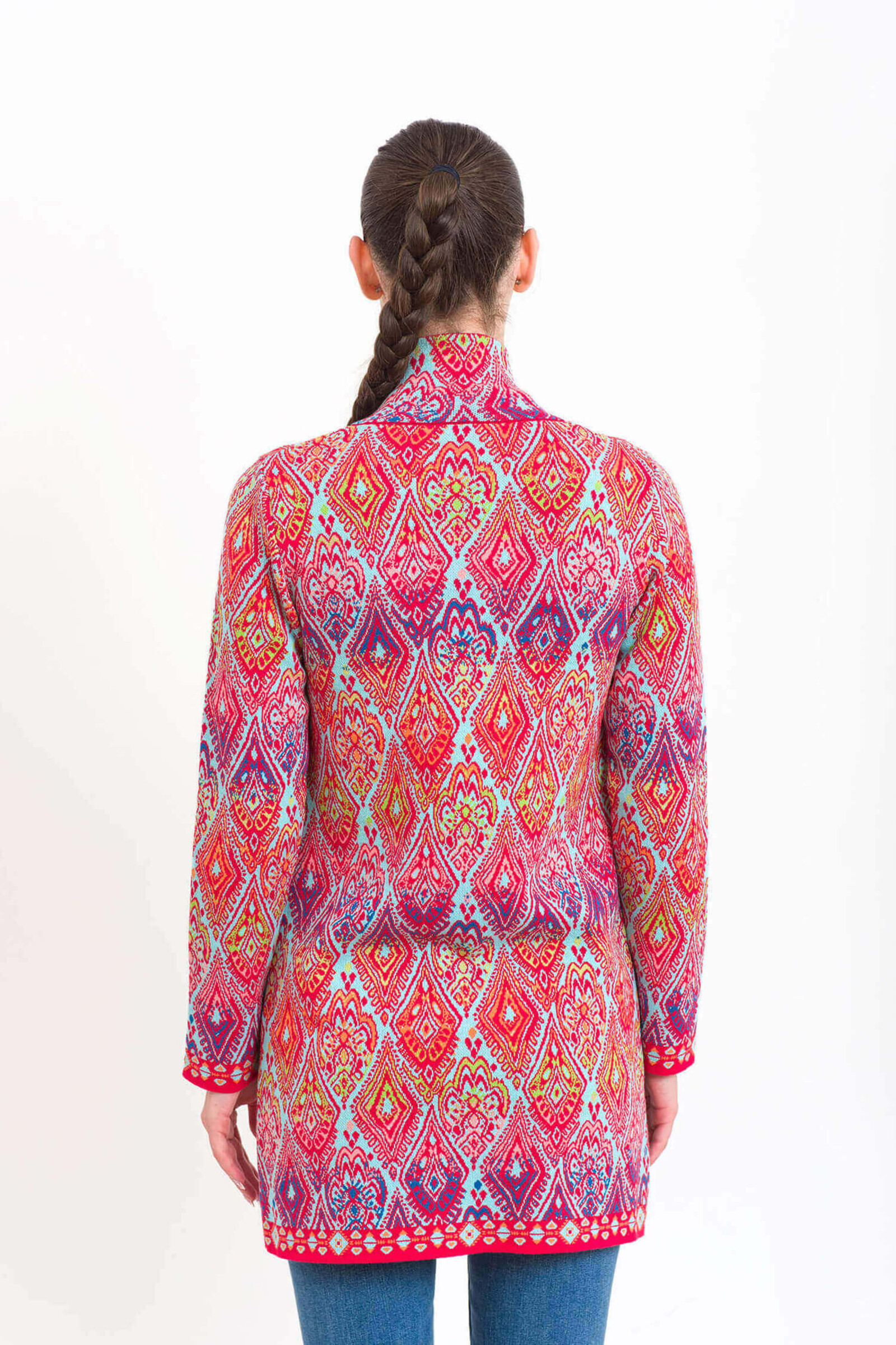 KOOI Knitwear KOOI Knitwear - Cardigan Flor Red | Playful KOOI Cardigan of 100% Organic Cotton