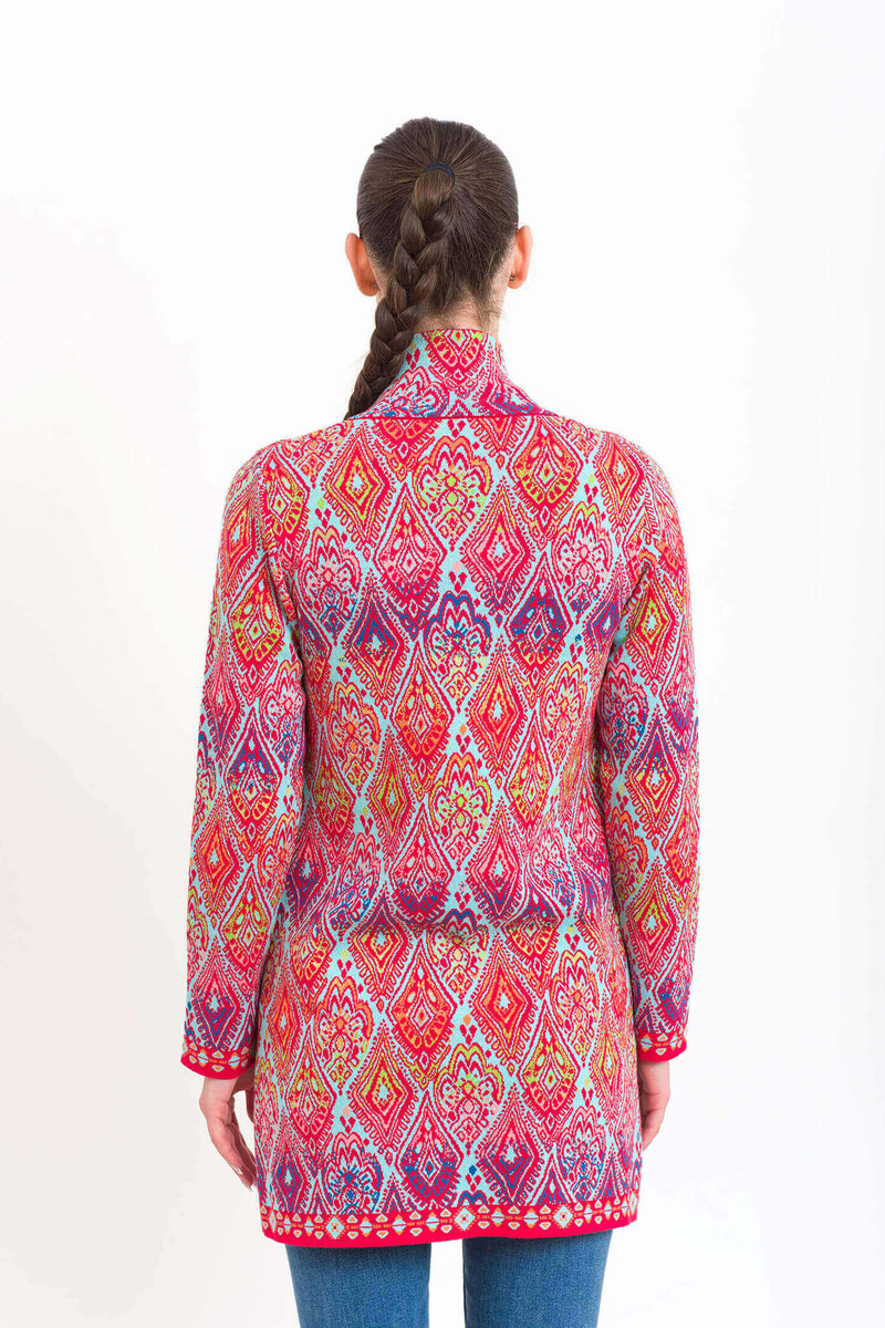 KOOI Knitwear - Cardigan Flor Red | Verspielte KOOI Strickjacke aus 100% Bio-Baumwolle