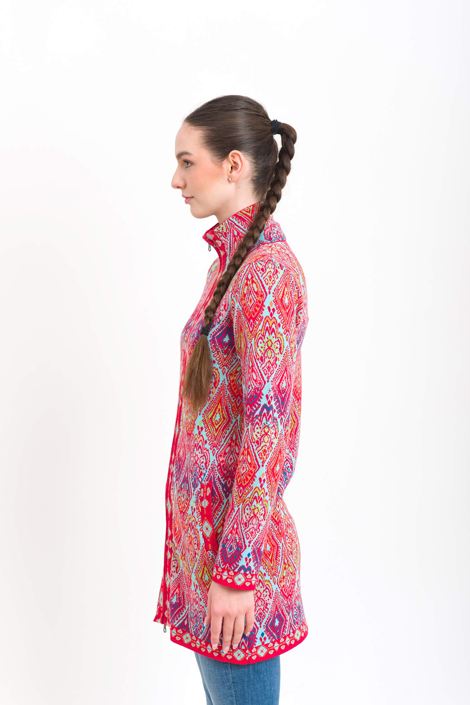 KOOI Knitwear KOOI Knitwear - Cardigan Flor Red | Gilet KOOI Ludique en 100% Coton Biologique