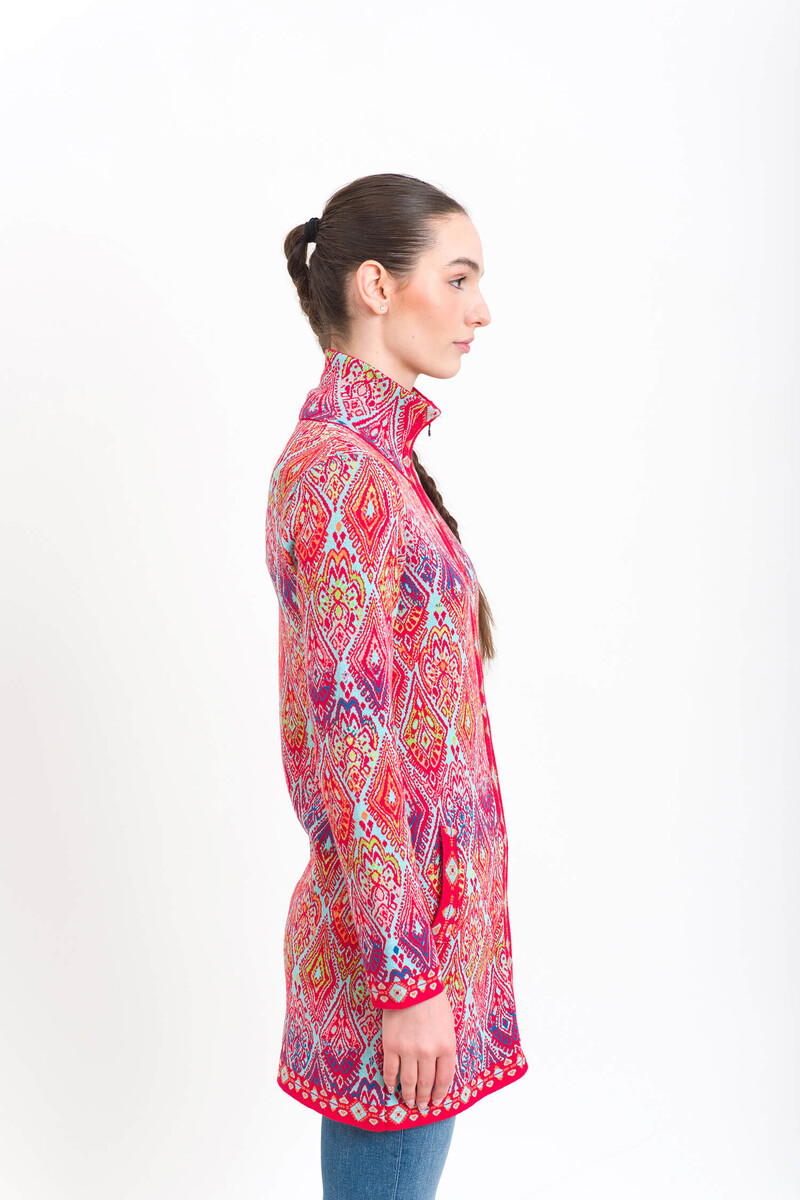 KOOI Knitwear - Cardigan Flor Red | Playful KOOI Cardigan of 100% Organic Cotton