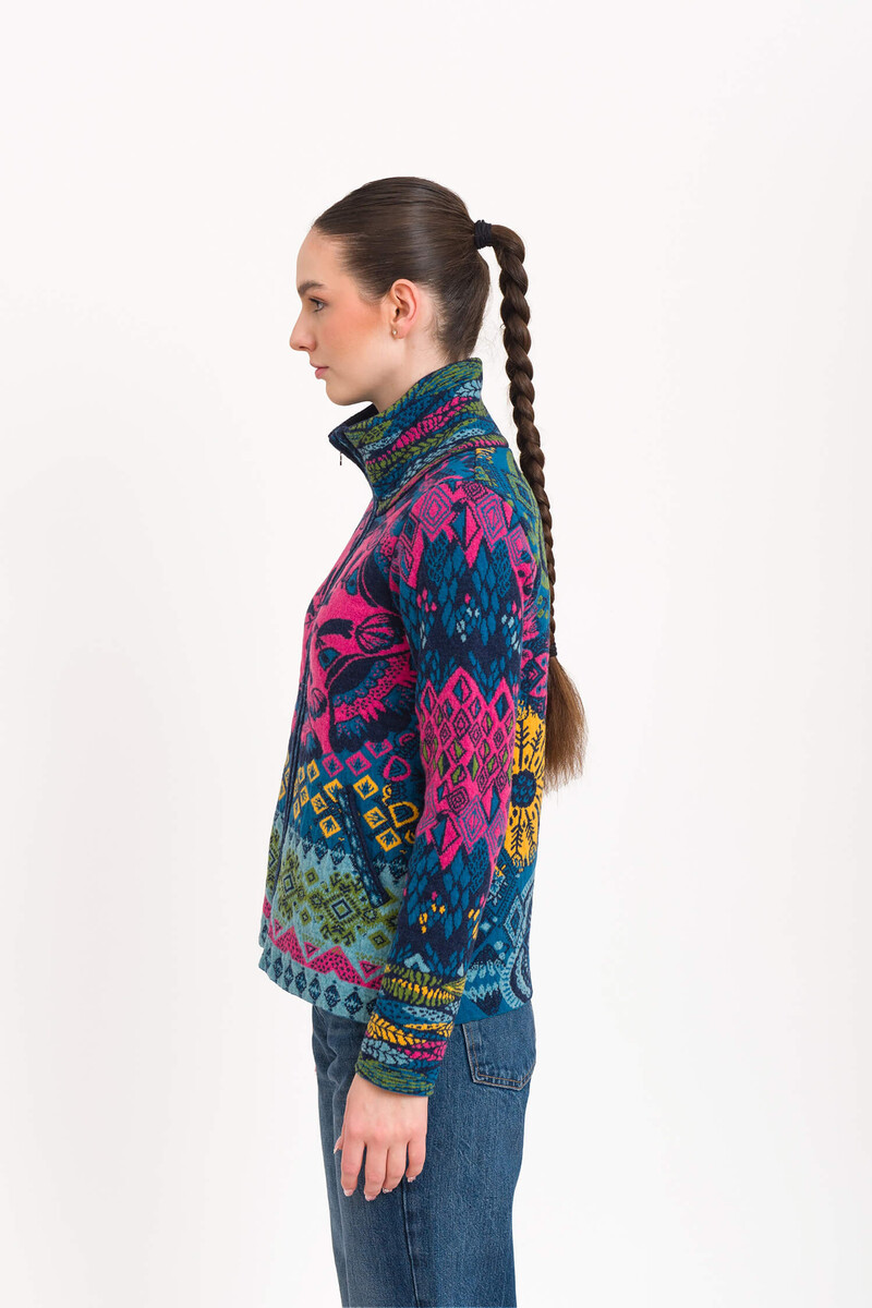 KOOI Knitwear - Cardigan Azores Multicolor | Colorful Zip-Up Cardigan of 80% Lambswool and 20% Polyamide