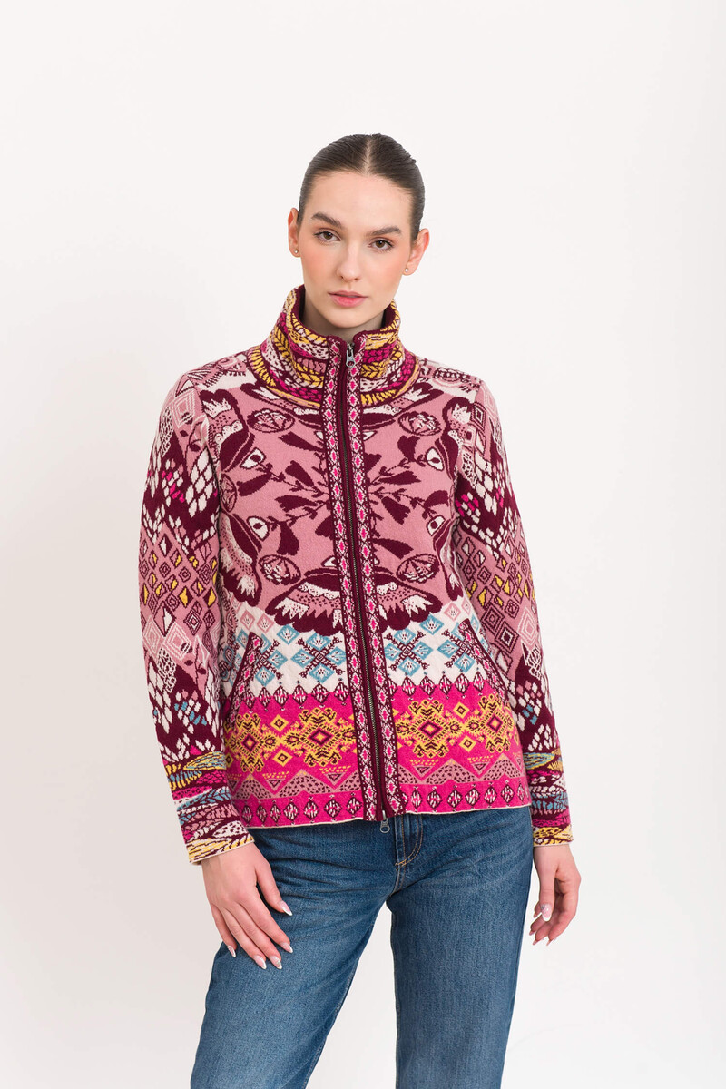 KOOI Knitwear - Cardigan Azores Burgundy | Tijdloos Vest met Rits van 80% Lamswol en 20% Polyamide