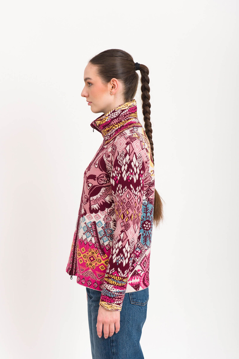 KOOI Knitwear - Cardigan Azores Burgundy | Tijdloos Vest met Rits van 80% Lamswol en 20% Polyamide