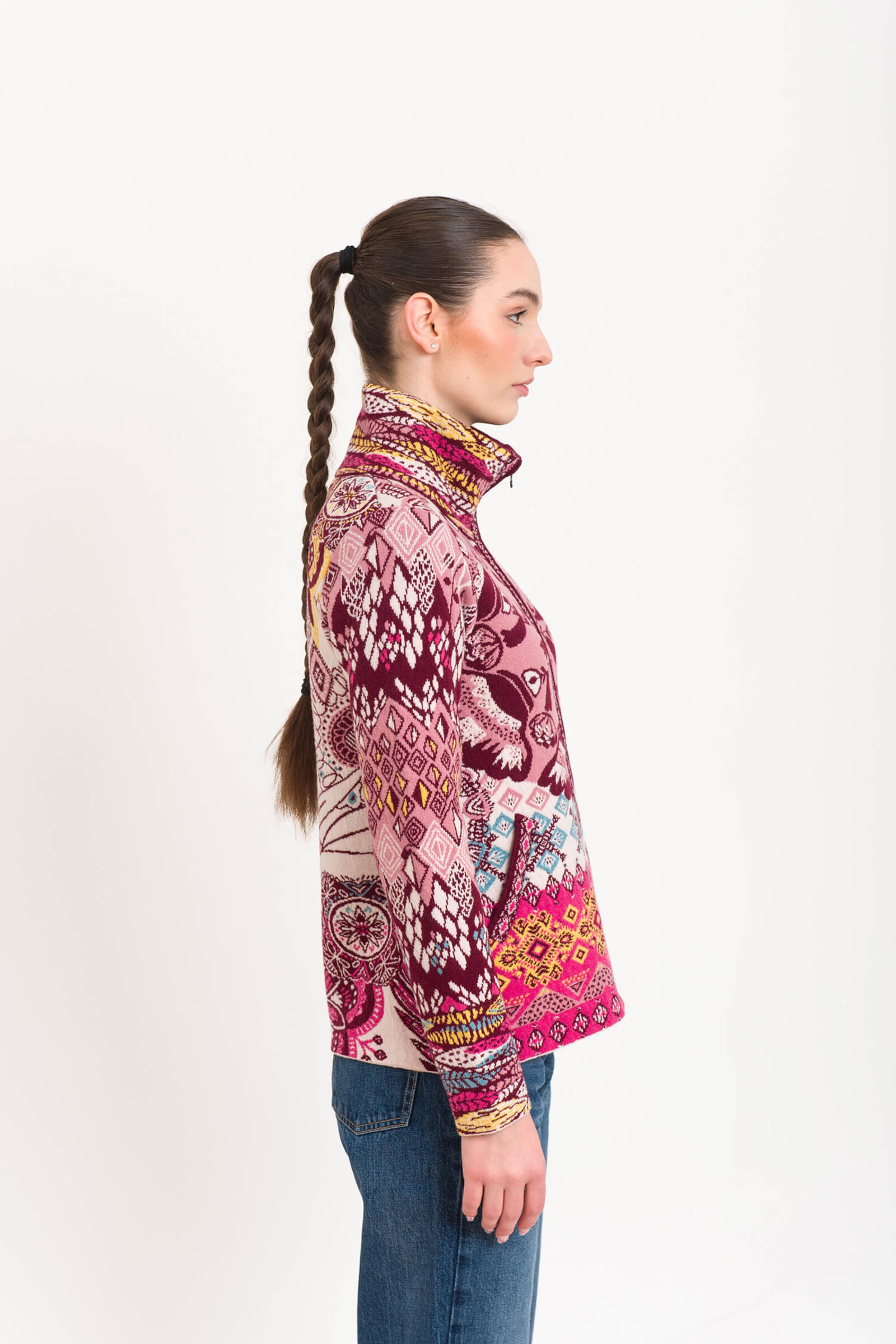 KOOI Knitwear KOOI Knitwear - Cardigan Azores Burgundy | Tijdloos Vest met Rits van 80% Lamswol en 20% Polyamide