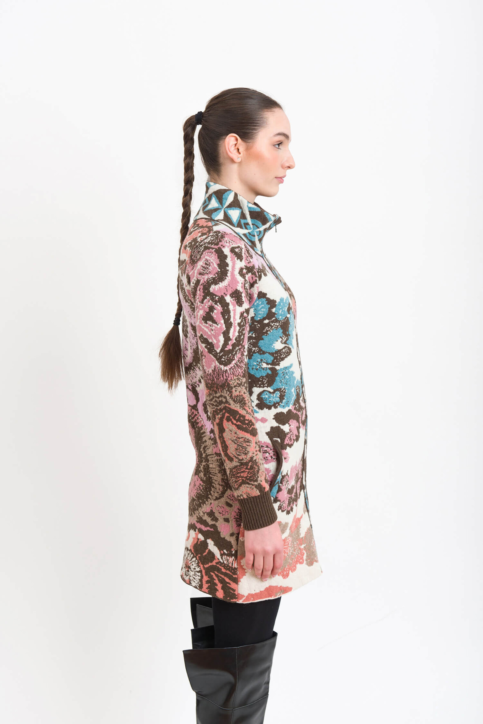 KOOI Knitwear KOOI Knitwear - Cardigan Kediri Brown | Romantic Zip-Up Cardigan of 80% Lambswool and 20% Polyamide