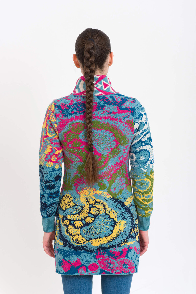 KOOI Knitwear - Cardigan Kediri Multicolor | Oogverblindend Vest met Rits van 80% Lamswol en 20% Polyamide