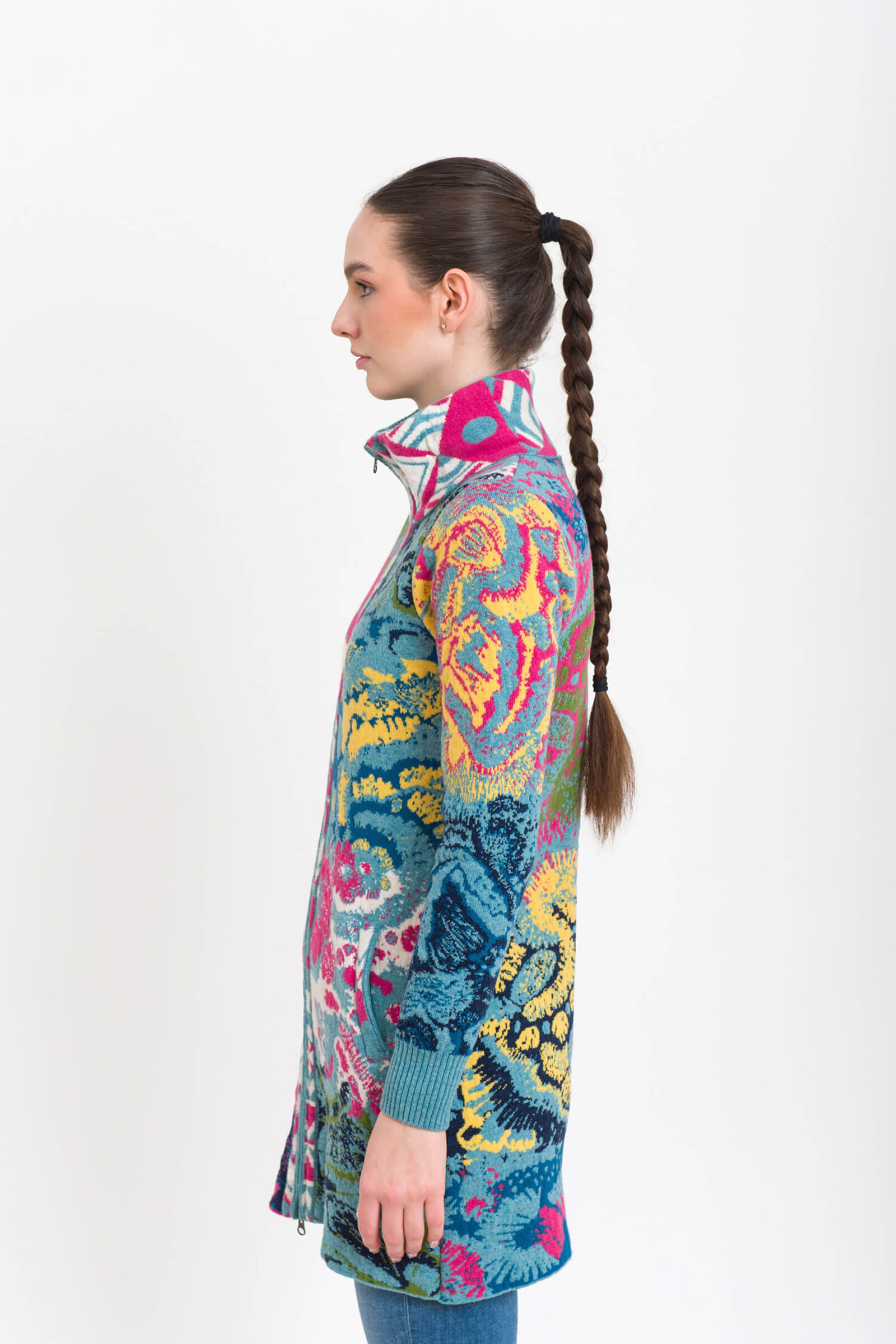 KOOI Knitwear KOOI Knitwear - Cardigan Kediri Multicolor | Dazzling Zip-Up Cardigan of 80% Lambswool and 20% Polyamide