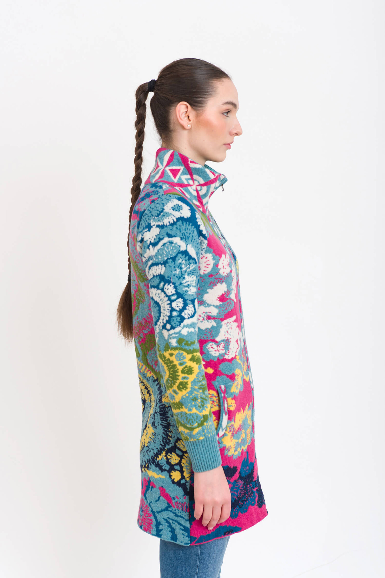 KOOI Knitwear KOOI Knitwear - Cardigan Kediri Multicolor | Dazzling Zip-Up Cardigan of 80% Lambswool and 20% Polyamide