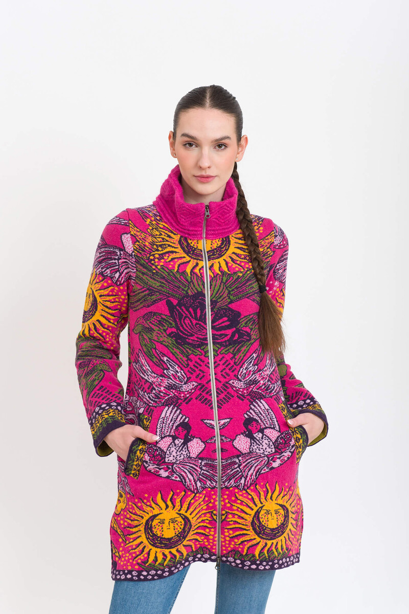 KOOI Knitwear - Cardigan Mallare Pink | Gewaagd Vest met Rits van 80% Lamswol en 20% Polyamide