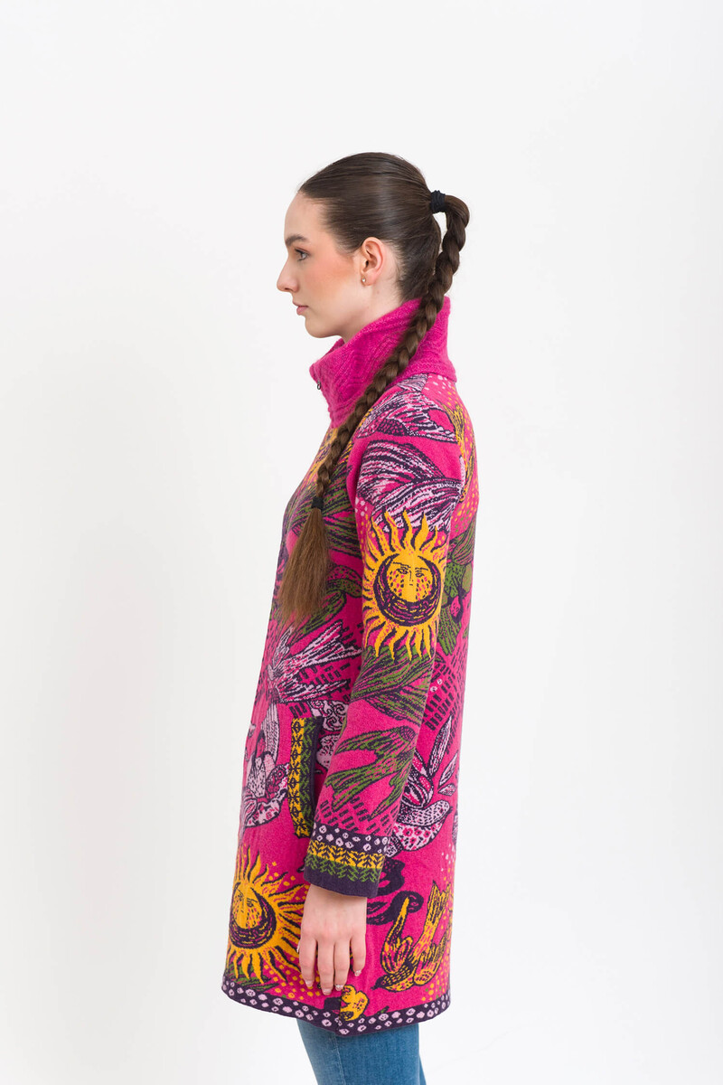 KOOI Knitwear - Cardigan Mallare Pink | Gewaagd Vest met Rits van 80% Lamswol en 20% Polyamide