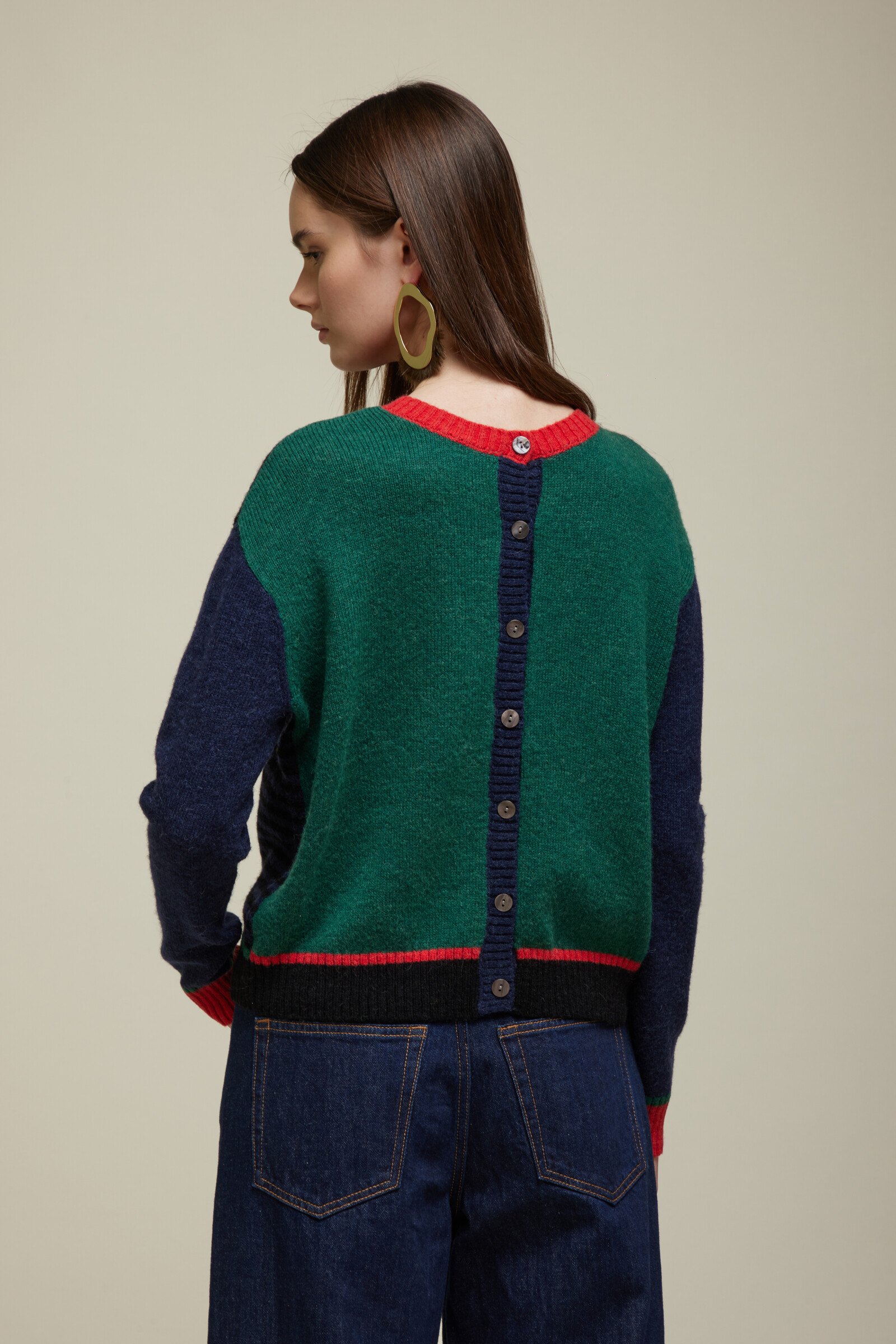 JEi'S JEi'S Multicolor Cardigan with Applications Green Blue | Opvallend Vest met Afneembare Applicaties