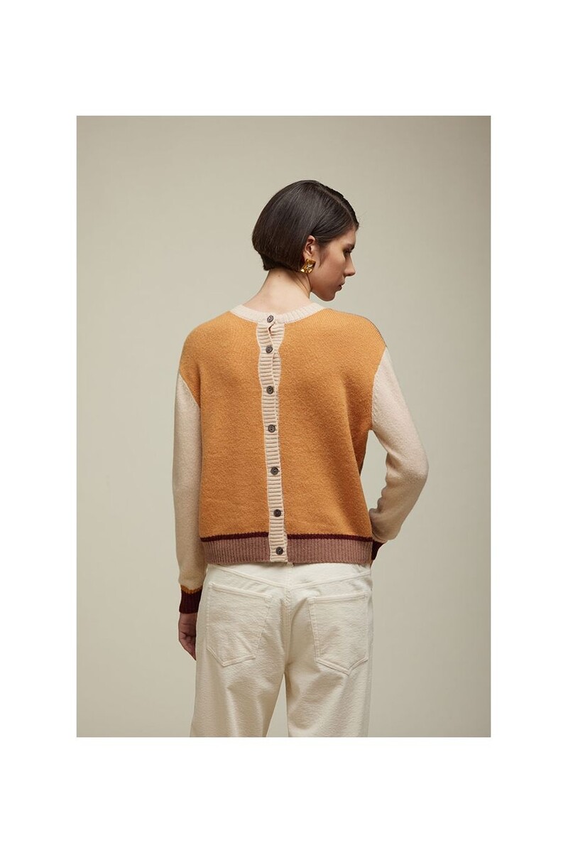 JEi'S Multicolor Cardigan with Applications Oat Ocher | Opvallend Vest met Afneembare Applicaties