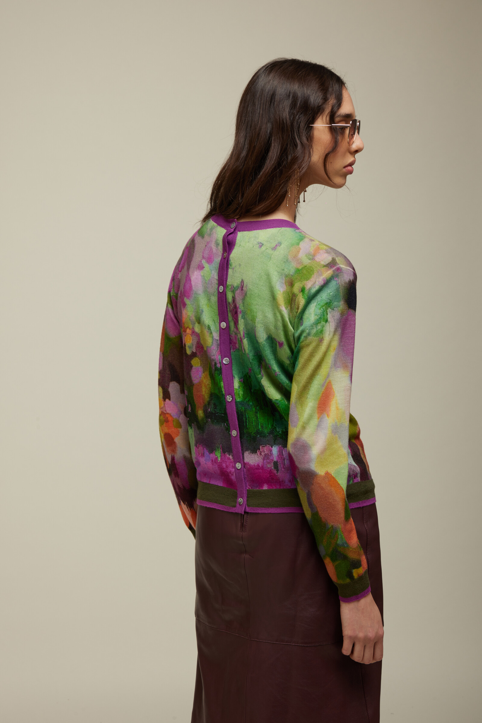 JEi'S JEi'S Cardigan with Multicolor Print Multicolor | Fantastisch Vest van 100% Merinowol met Kleurenpalet