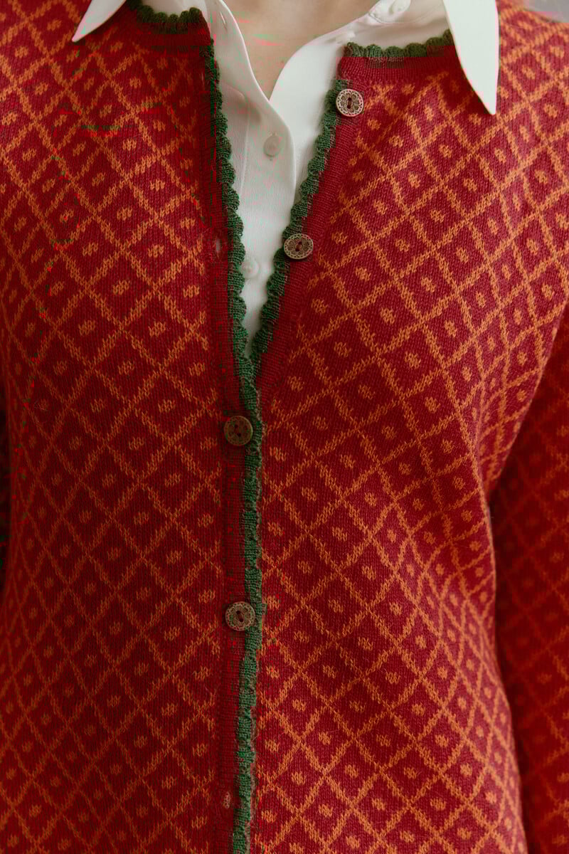 MANUELA BEDFORD Aura Cardigan Orange | Kleurrijk Oranje Vest van 100% Peruaanse Alpacawol