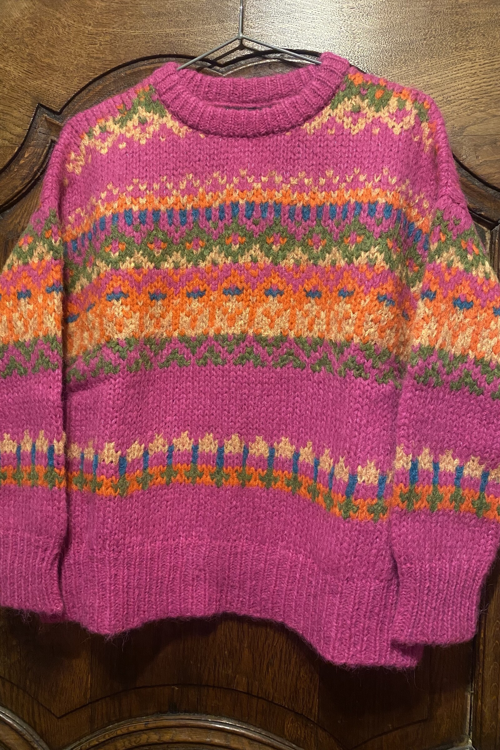 MANUELA BEDFORD MANUELA BEDFORD Ale Pullover Fuchsia | Roze Trui van Peruaanse Alpacawol