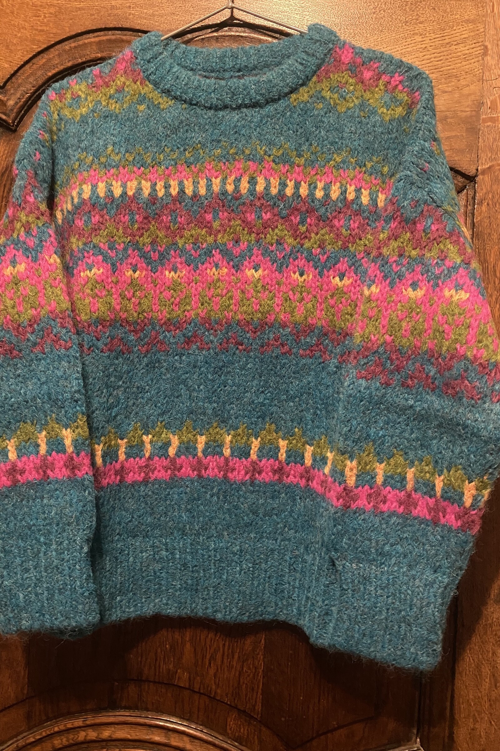 MANUELA BEDFORD MANUELA BEDFORD Ale Pullover Turquoise | Blauwe Trui van Peruaanse Alpacawol