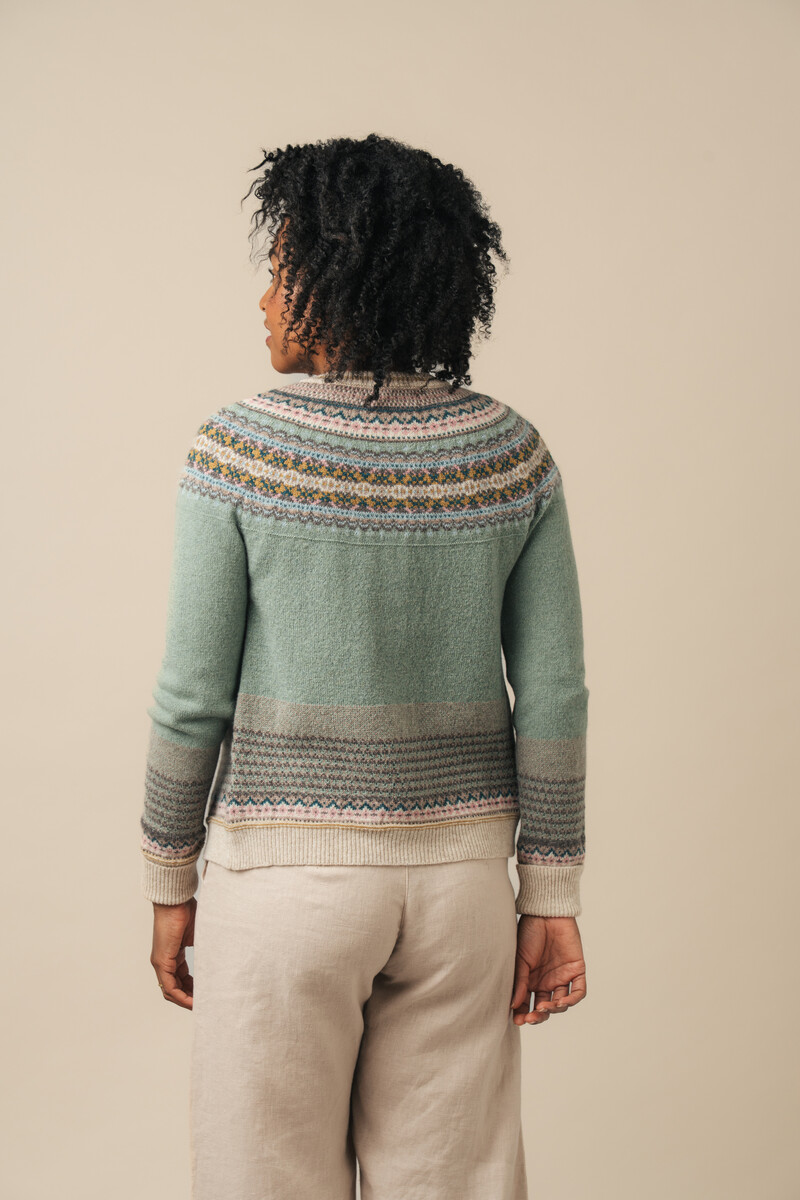 Eribé Alpine Cardigan Sage | Soft Green Cardigan of 96% Soft Merino Wool and 4% Angora Wool