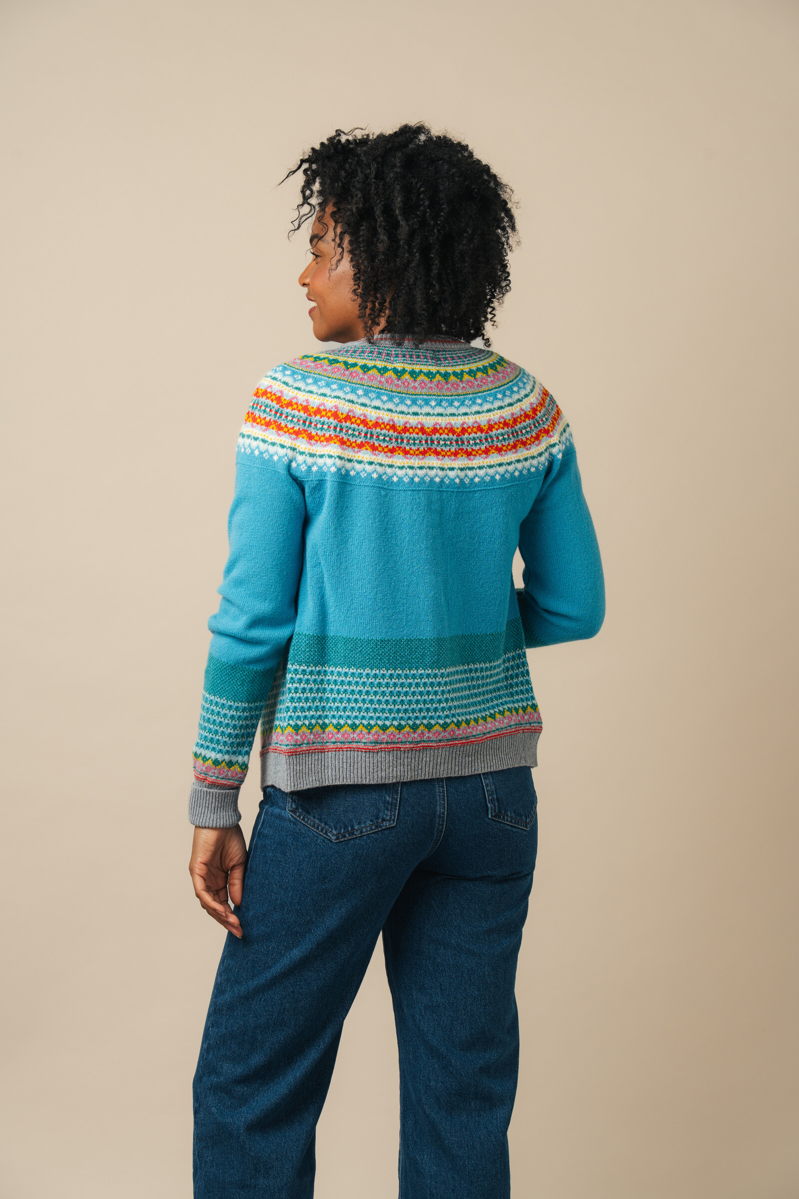 Eribé Eribé Alpine Cardigan Aqua | Bright Blue Cardigan of 96% Soft Merino Wool and 4% Angora Wool