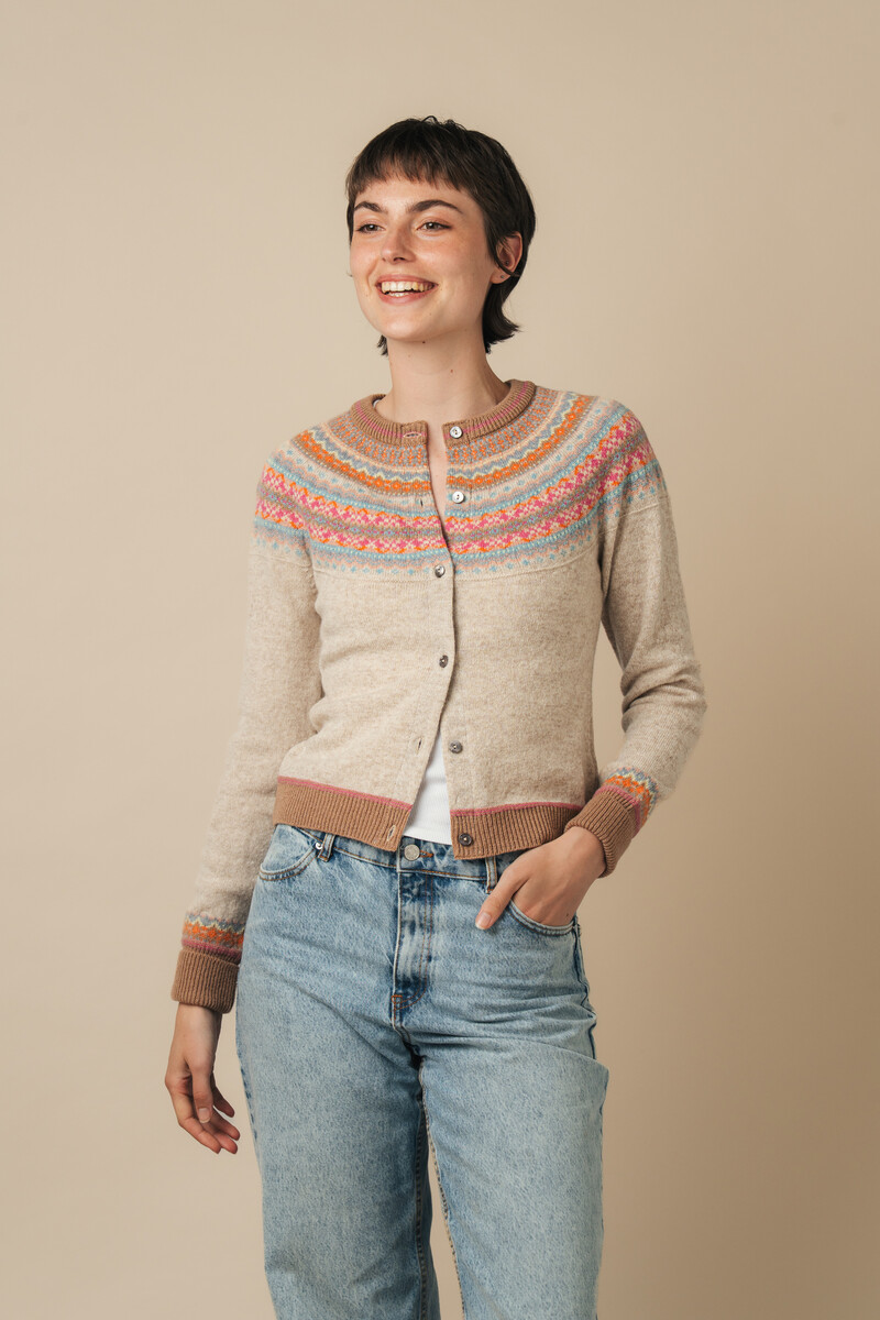 Eribé Alpine Short Cardigan Romance | Beige Damesvest 100% Merinowol