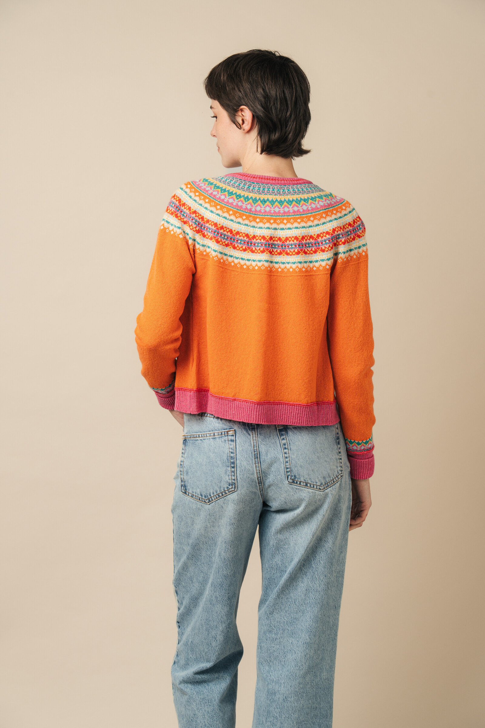 Eribé Eribé Alpine Short Cardigan Dazzle | Orangefarbene Damenstrickjacke 100% Merinowolle