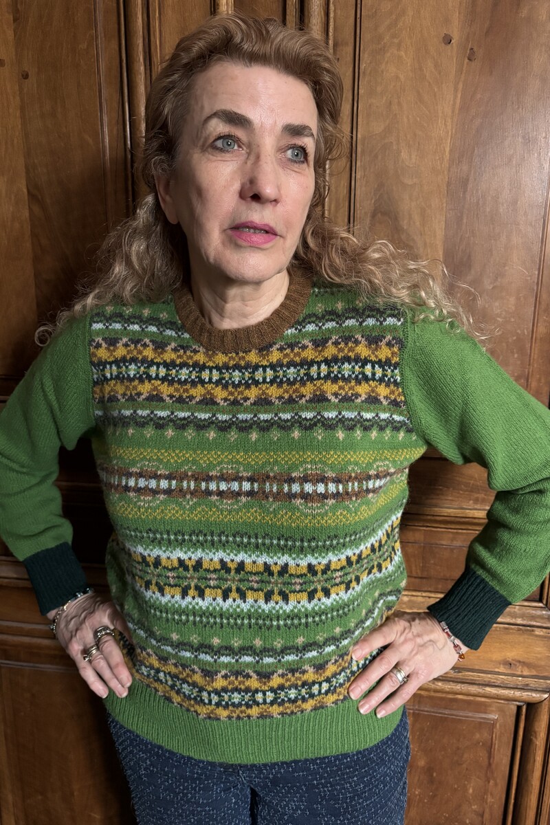 Eribé Westray Block Sweater St. Kilda | Pull avec Colour Blocking et Motif Fair Isle