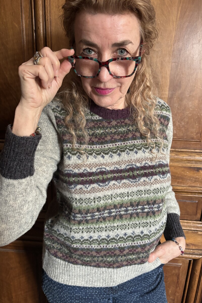Eribé Westray Block Sweater Glencoe | Pull avec Colour Blocking et Motif Fair Isle