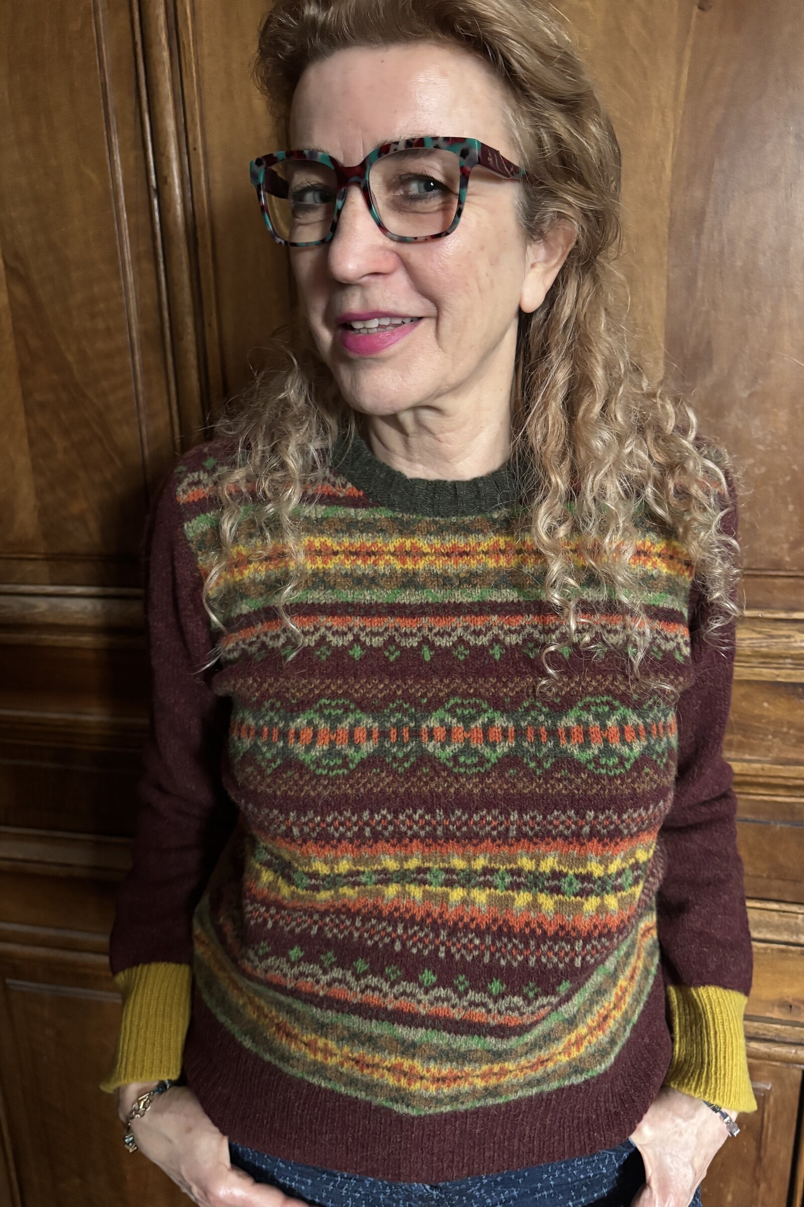 Eribé Eribé Westray Block Sweater Portree | Sweater with Colour Blocking and Fair Isle Pattern