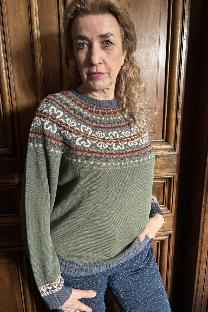 Eribé Evie Crew Neck Sweater Reef |  Green Sweater of 53% Linen and 47% Organic Cotton