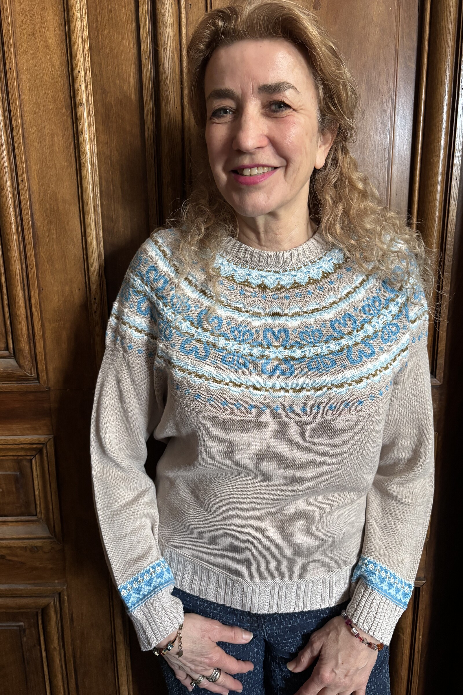 Eribé Eribé Evie Crew Neck Sweater Ariel |  Pull Beige à 53% de Lin et à 47% de Coton Biologique