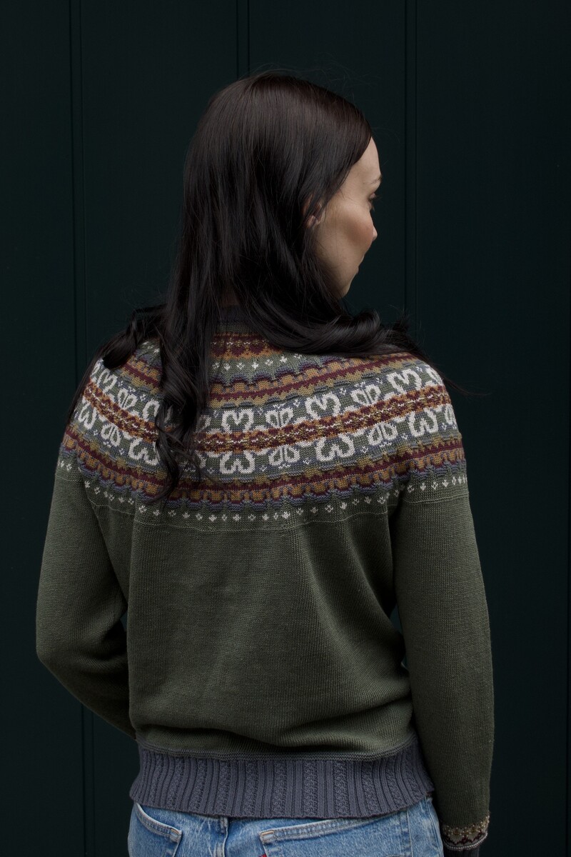 Eribé Evie Crew Neck Cardigan Reef |  Green Cardigan of 53% Linen and 47% Organic Cotton