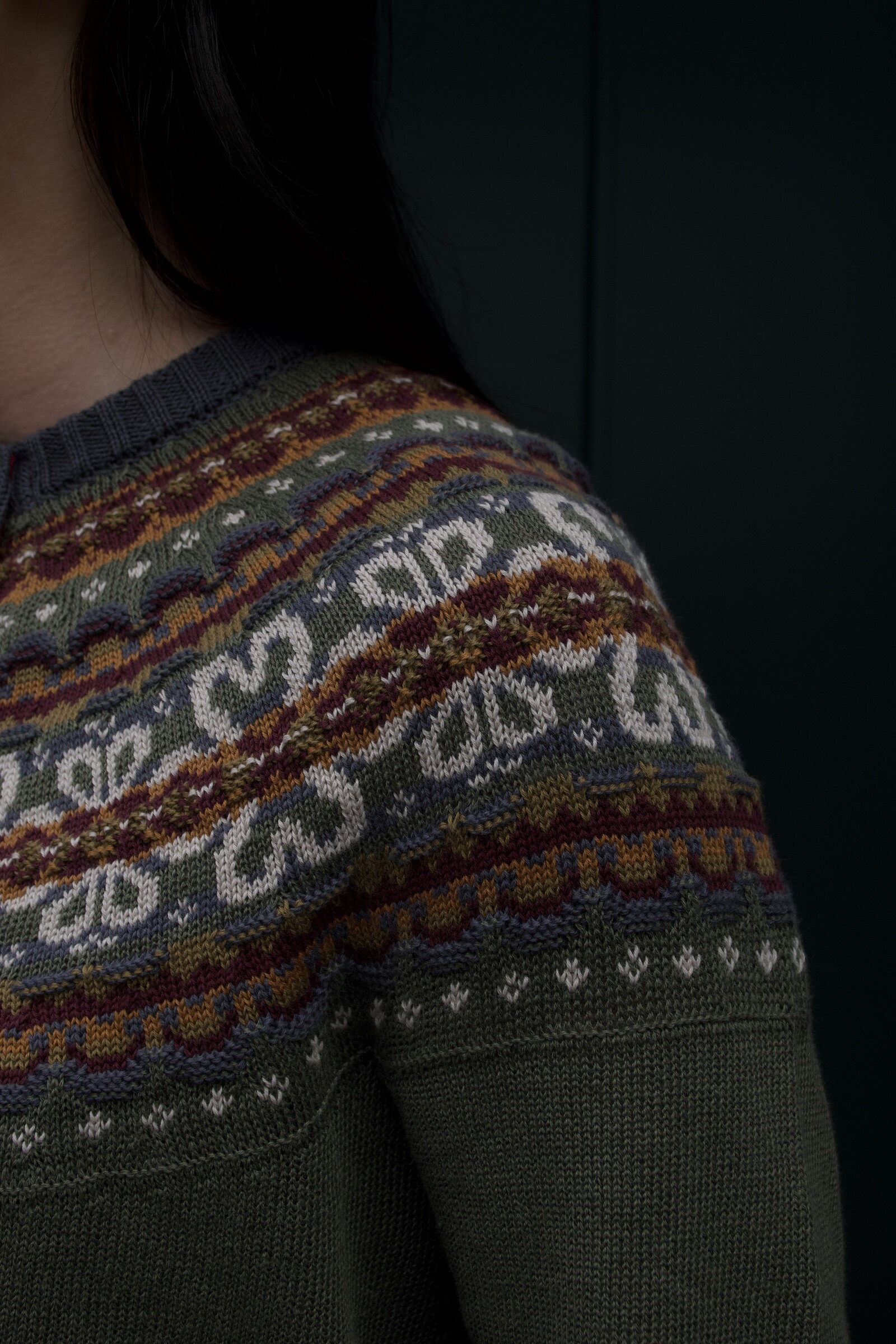 Eribé Eribé Evie Crew Neck Cardigan Reef |  Groen Vest van 53% Linnen en 47% Biologisch Katoen