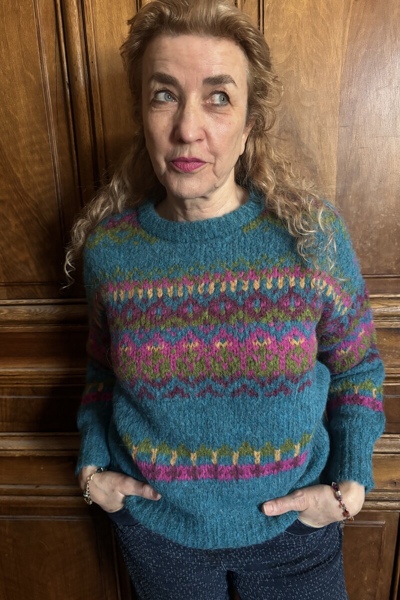 MANUELA BEDFORD Ale Pullover Turquoise | Blue Sweater of Peruvian Alpaca Wool