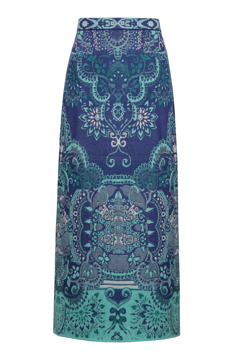 IVKO - Long Skirt Ornament Pattern Ink | Jupe Midi d'Été à Taille Élastique