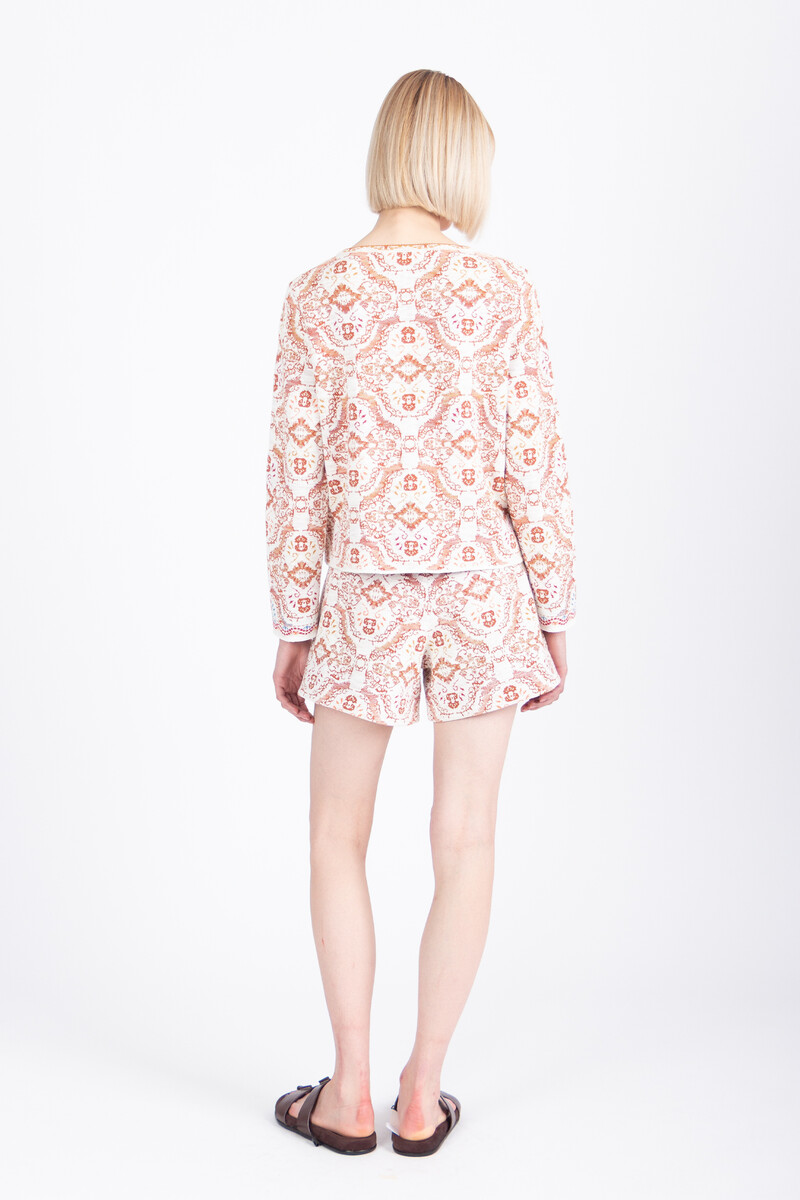 IVKO - Jacket with Pockets Ornament Pattern White Coffee | Zomers Jasje met Zakken