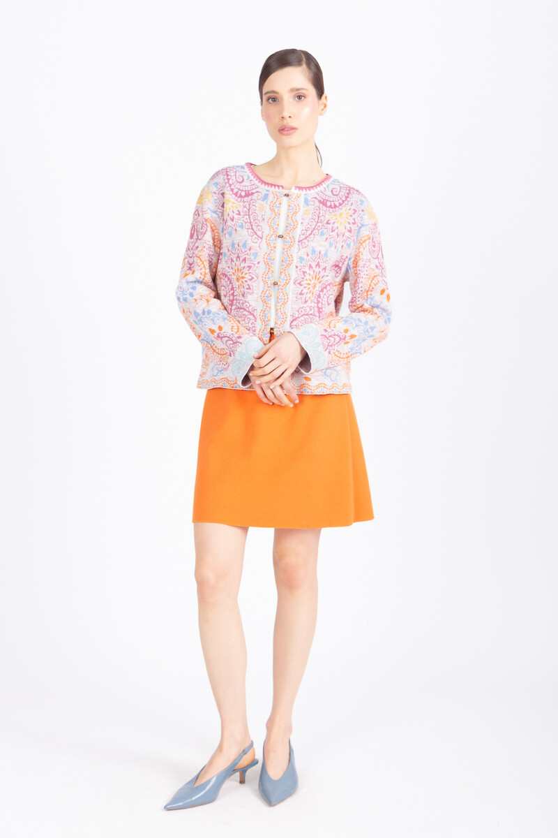 IVKO - Jacquard Cardigan Ornament Pattern Light Pink | Kleurrijk Vest van Katoen