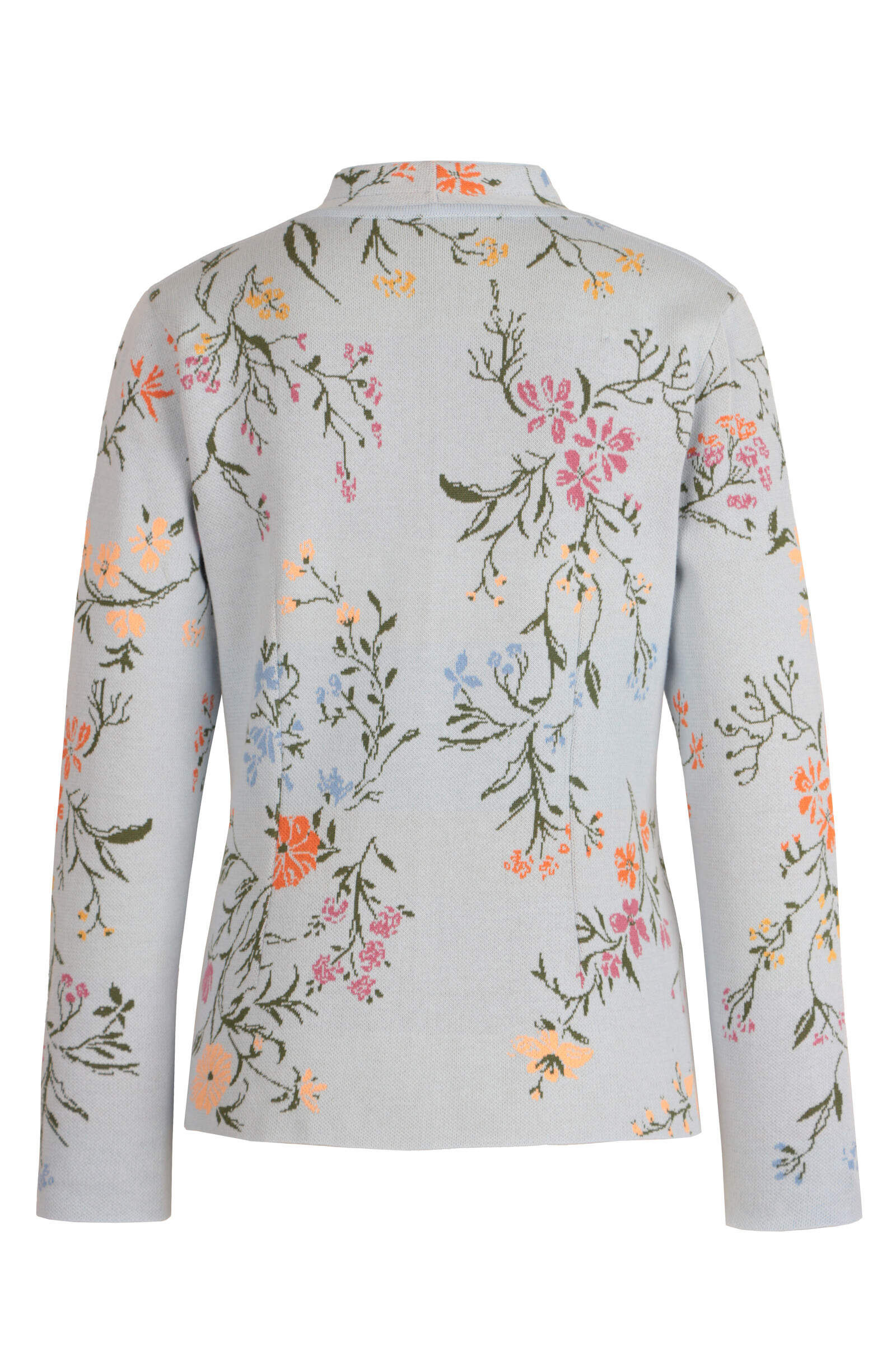 IVKO  Woman IVKO - Jacquard V-Neck Jacket Floral Pattern Sky | Lichtblauw Zomers Vest met Kleurrijke Bloemen