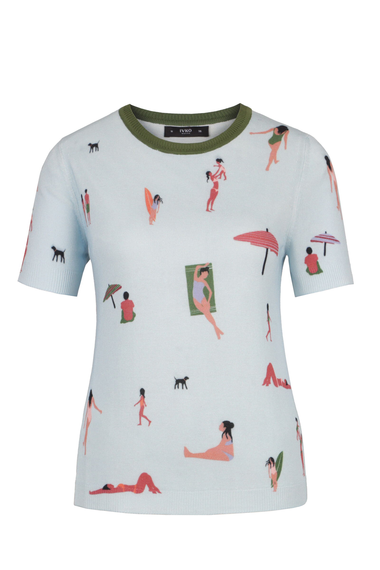 IVKO  Woman IVKO - Pullover Beach Fun Pattern Sky | Light Blue Summer Shirt with Beach Feeling