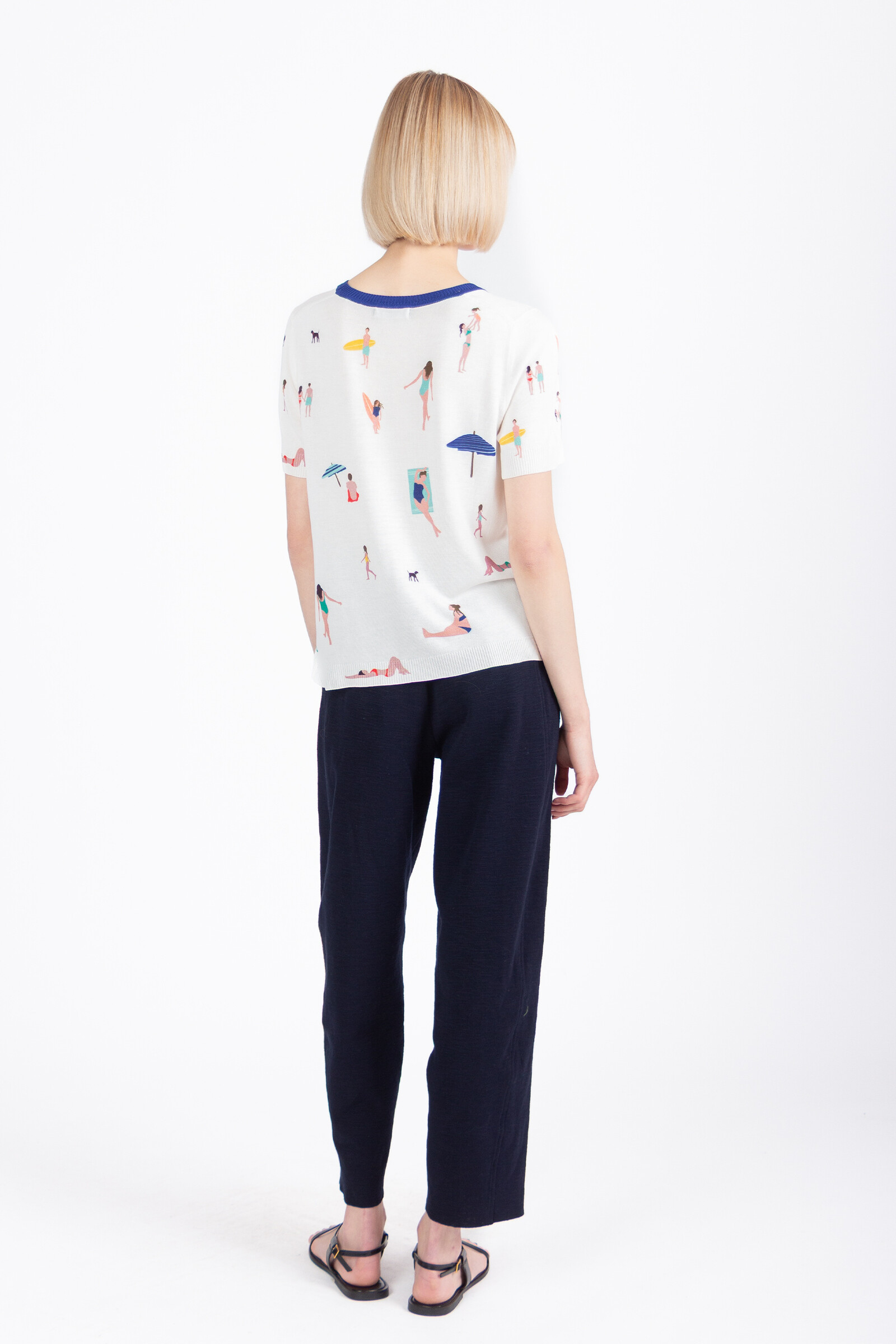 IVKO  Woman IVKO - Pullover Beach Fun Pattern White | Wit Zomers Shirt met Strandgevoel