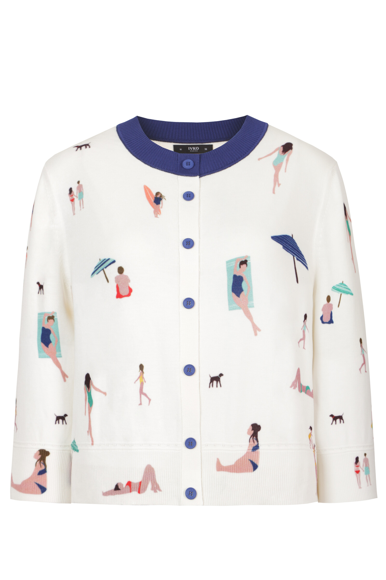 IVKO  Woman IVKO - Cardigan Beach Fun Pattern White | Gilet d'Été Blanc avec une Ambiance Plage