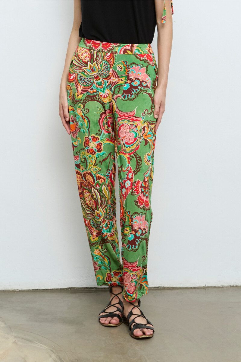 Cap Juluca A New Story Aldo Martins - Pants Flowers Green | Brightly Colored Pants by Aldo Martins