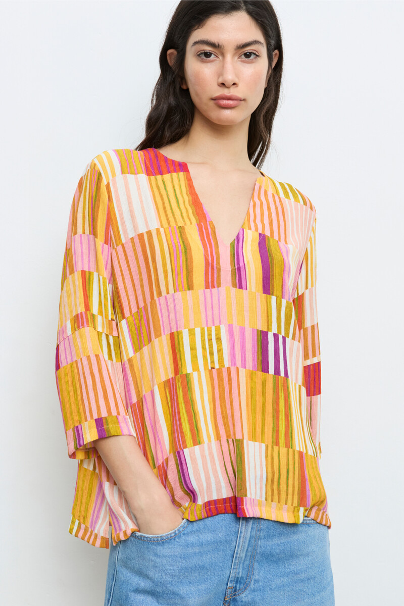 Cap Juluca A New Story Aldo Martins - Shirt Patchwork Orange | Shirt aux Couleurs Extravagantes d'Aldo Martins