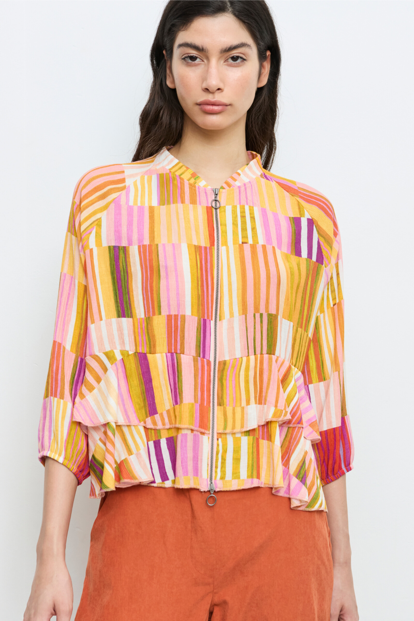 Aldo Martins  Cap Juluca A New Story Aldo Martins - Jacket Patchwork Orange | Extravagant Colored Jacket by Aldo Martins