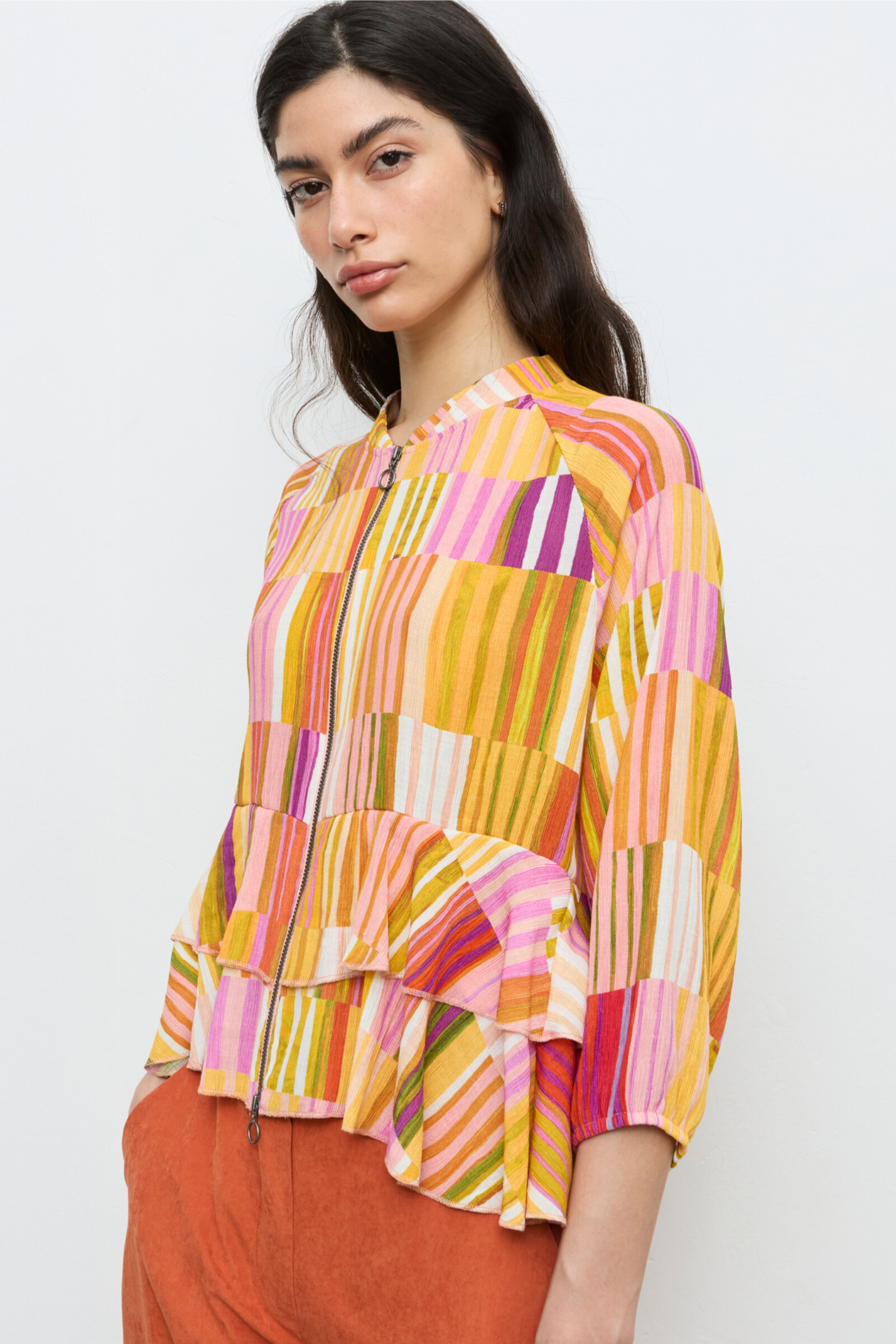 Aldo Martins  Cap Juluca A New Story Aldo Martins - Jacket Patchwork Orange | Extravagant Colored Jacket by Aldo Martins