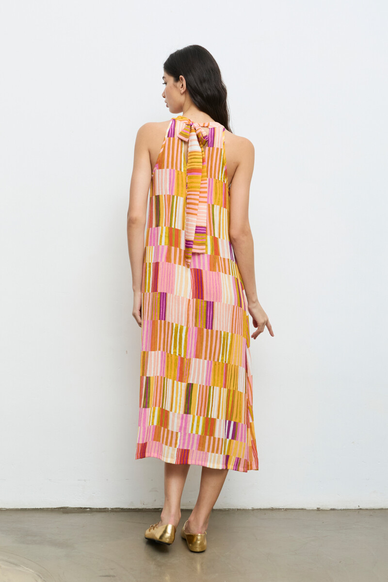 Cap Juluca A New Story Aldo Martins - Dress Patchwork Orange | Extravagant Gekleurde Jurk van Aldo Martins