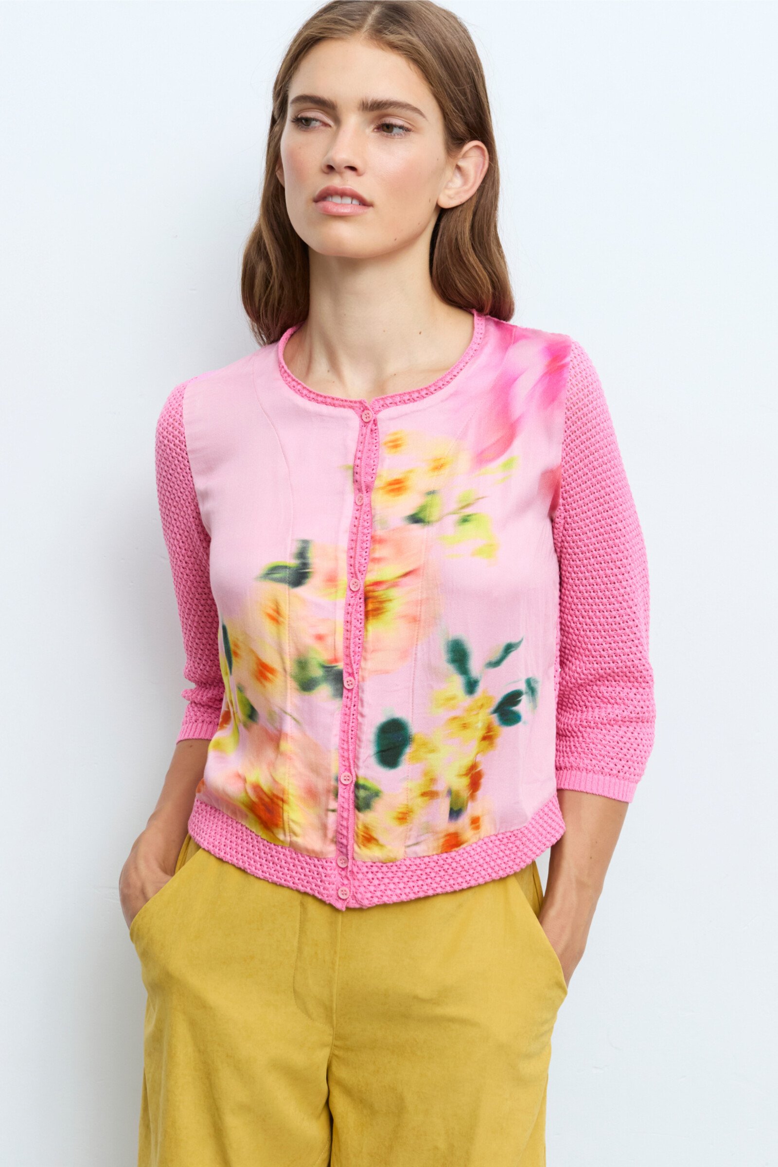 Aldo Martins  Cap Juluca A New Story Aldo Martins - Cardigan Flowers Pink | Romantisch Roze Vest van Aldo Martins