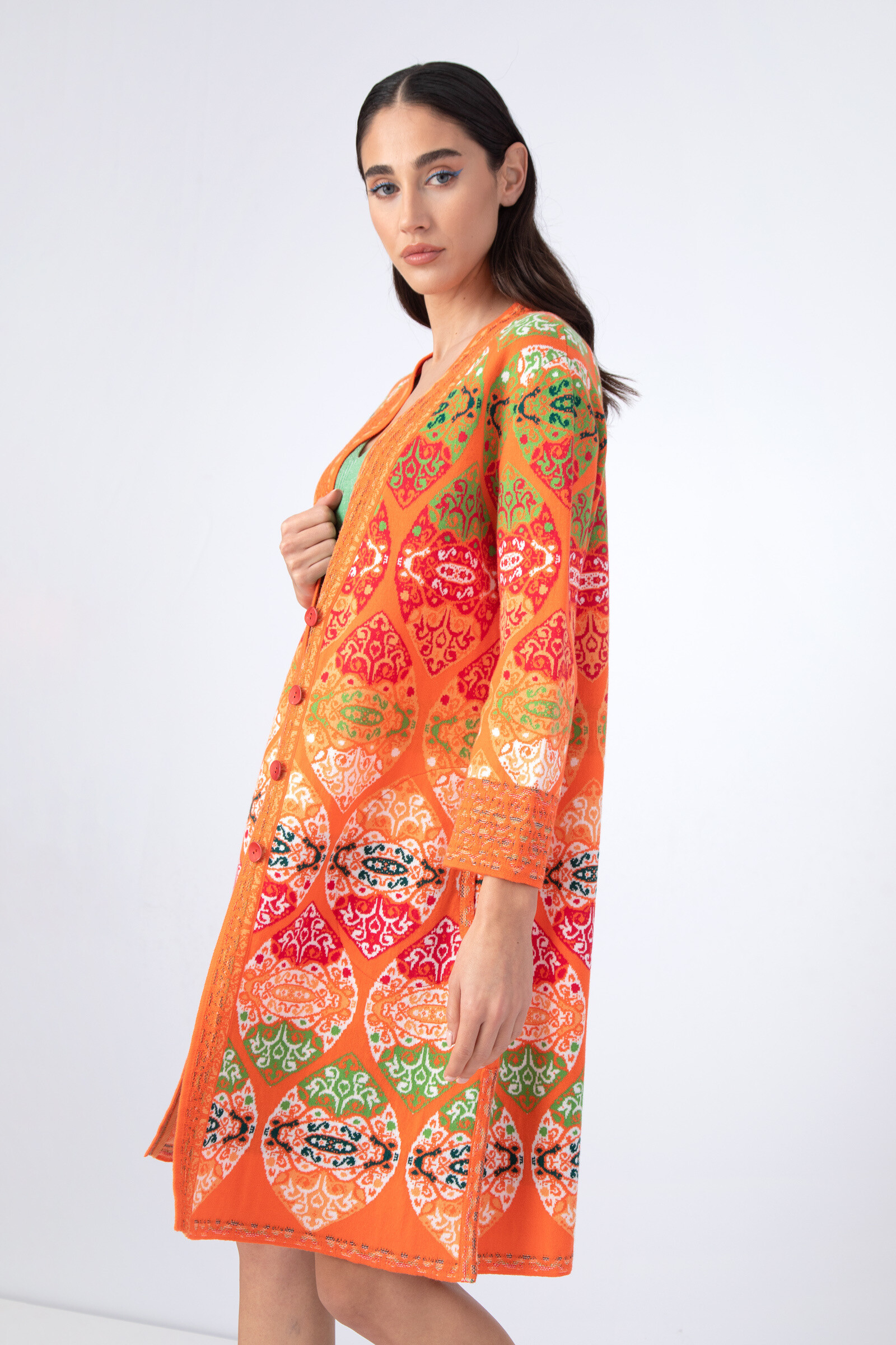 IVKO  Woman IVKO - Jacquard Coat Retro Pattern Peach