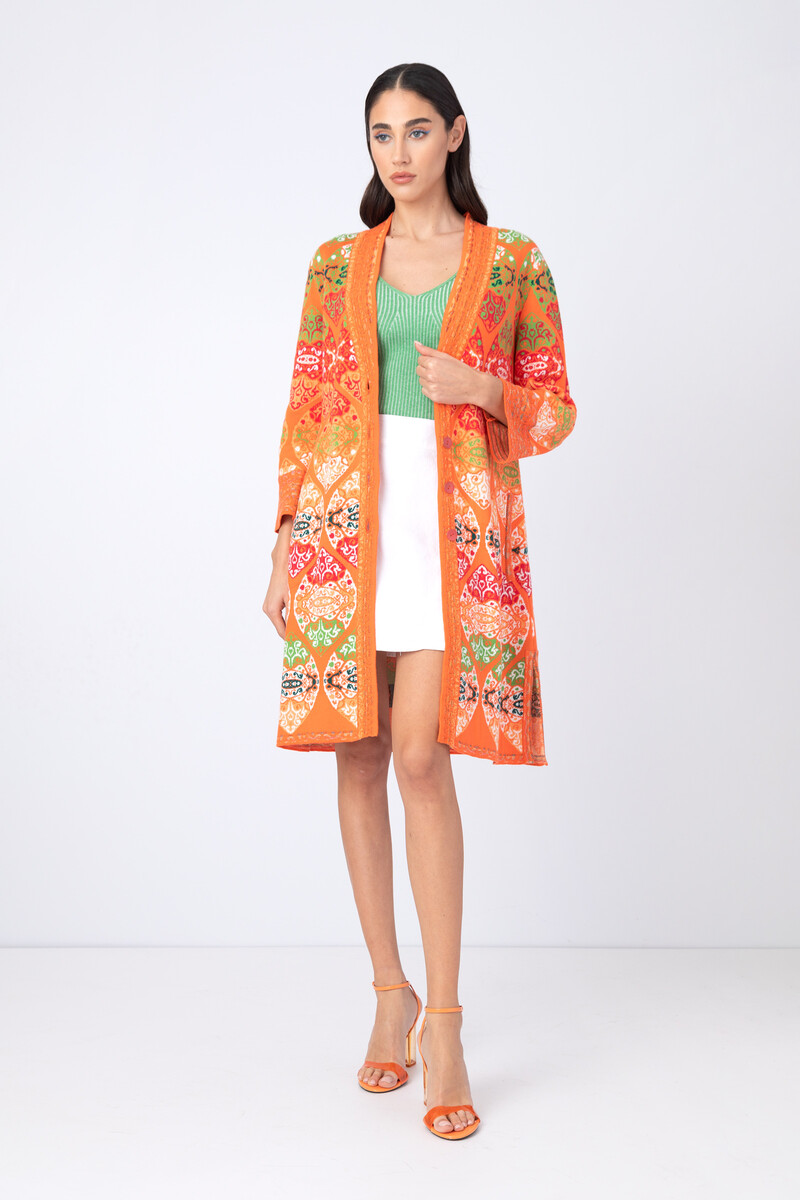 IVKO - Jacquard Coat Retro Pattern Peach