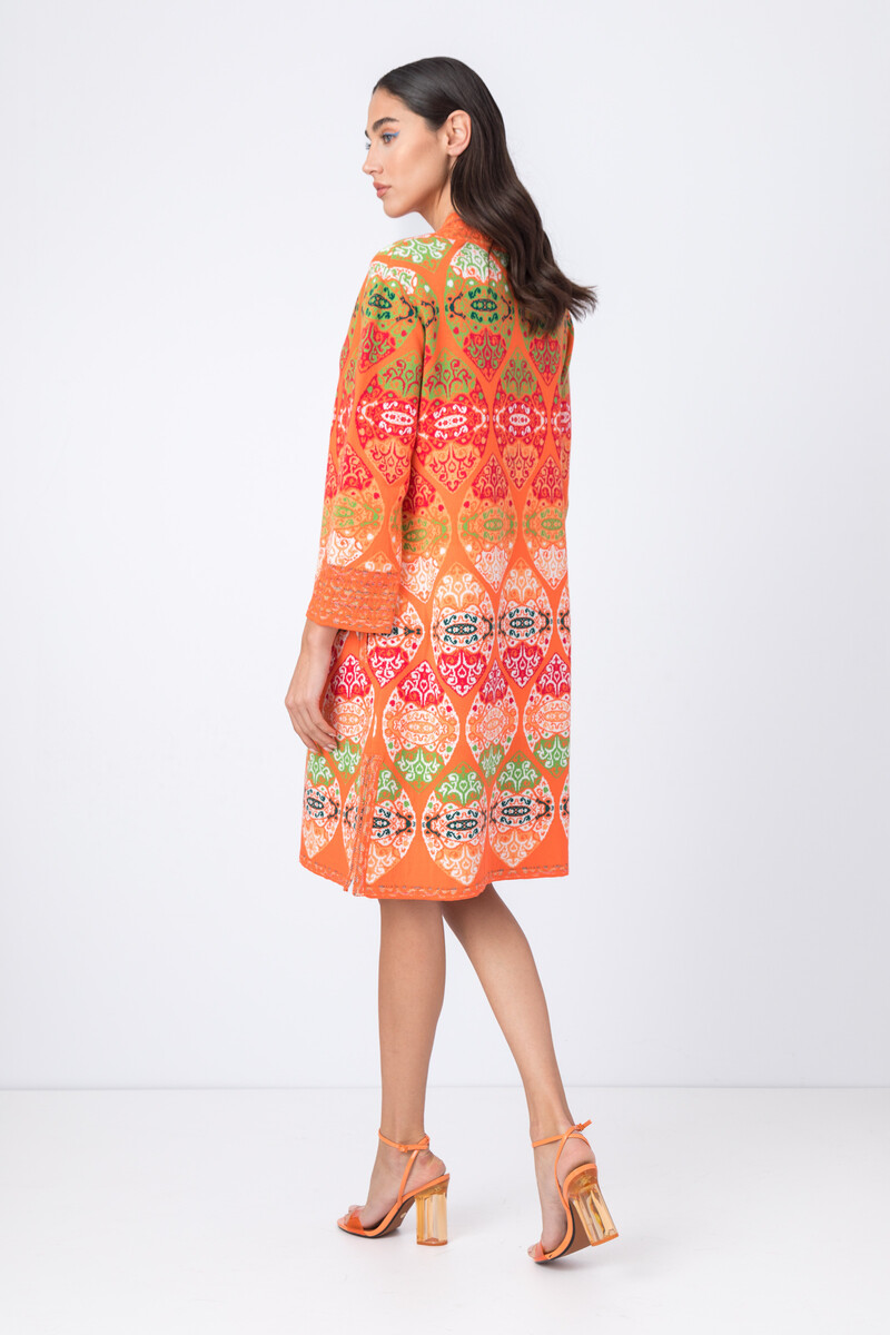 IVKO - Jacquard Coat Retro Pattern Peach