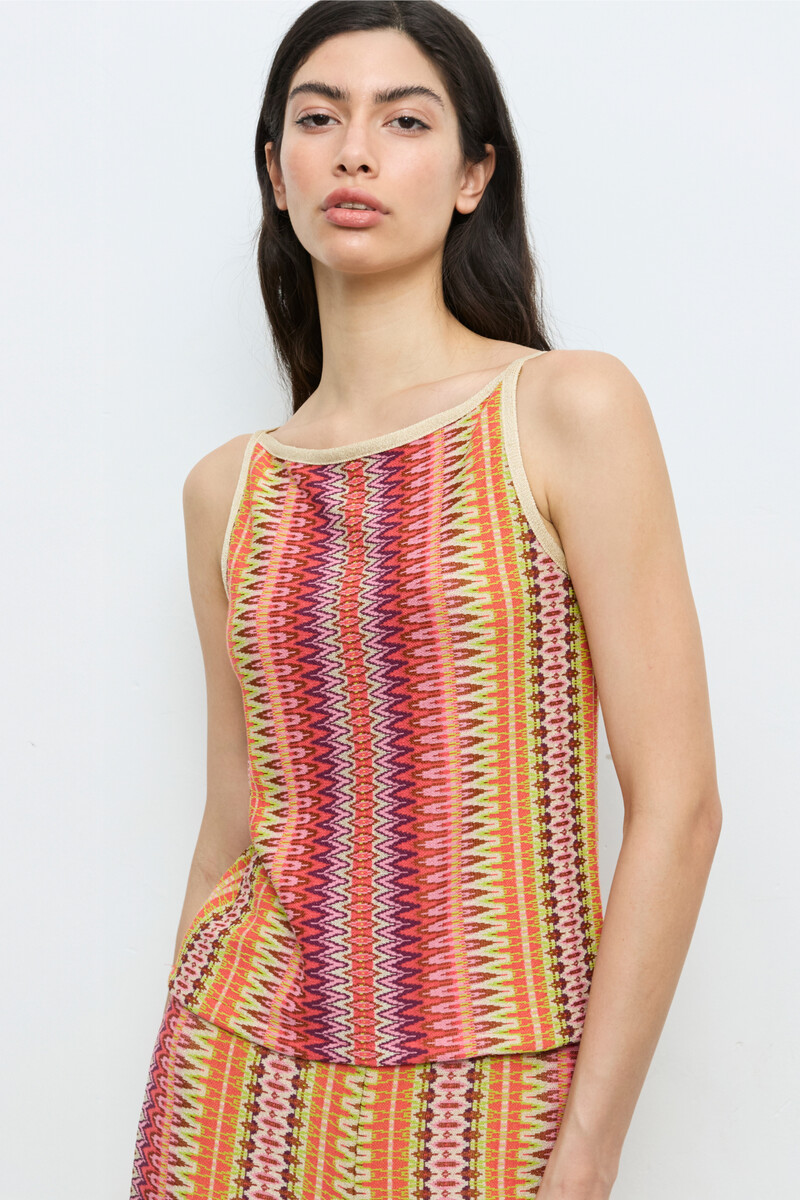 Aldo Martins - Shirt Retro Coral | Shirt aux Couleurs Vives avec Lurex par Aldo Martins